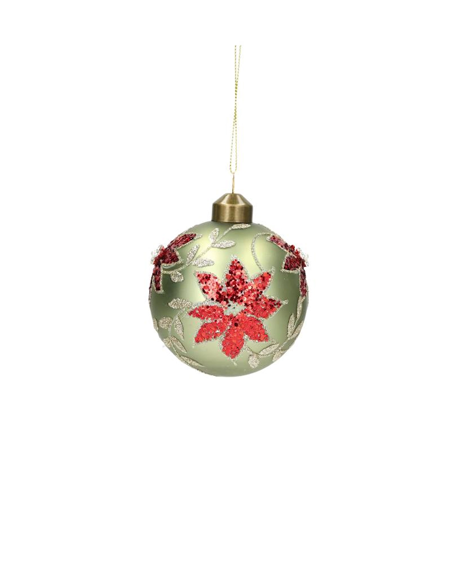 Grön julkula med rött julmotiv