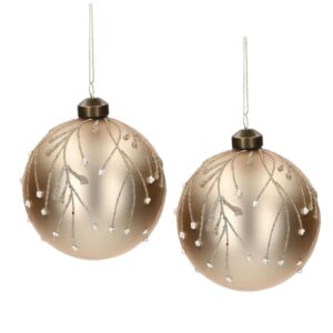 Savoy julkulor 10 cm i champagne med glittrande grenmotiv