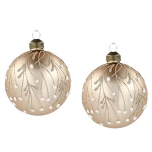 Savoy julkulor 8 cm i champagne med glittrande grenmotiv