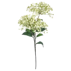 Konstgjord brudslöja med små ljusa blomknoppar och gröna blad på en 91 cm lång stjälk.