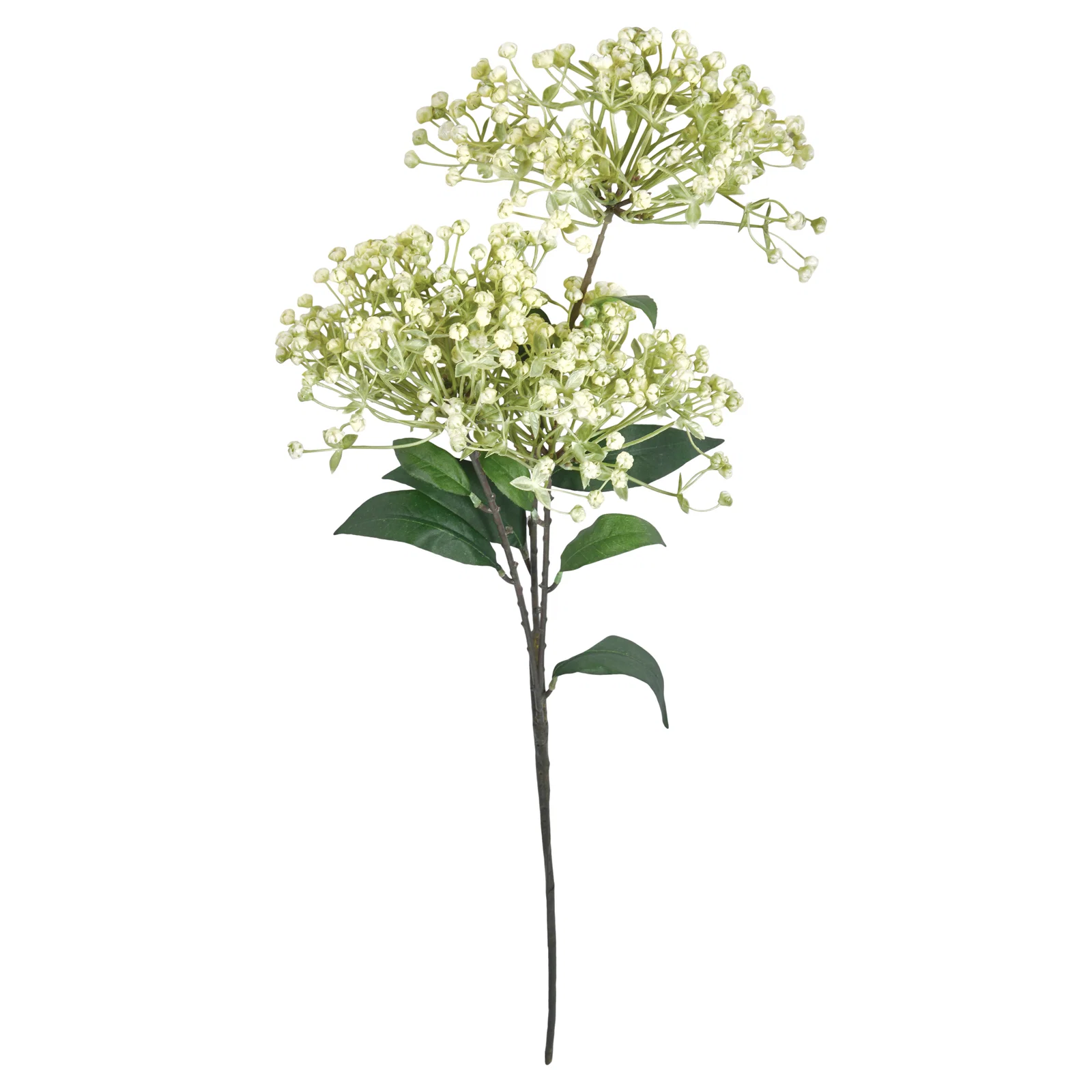Konstgjord brudslöja med små ljusa blomknoppar och gröna blad på en 91 cm lång stjälk.