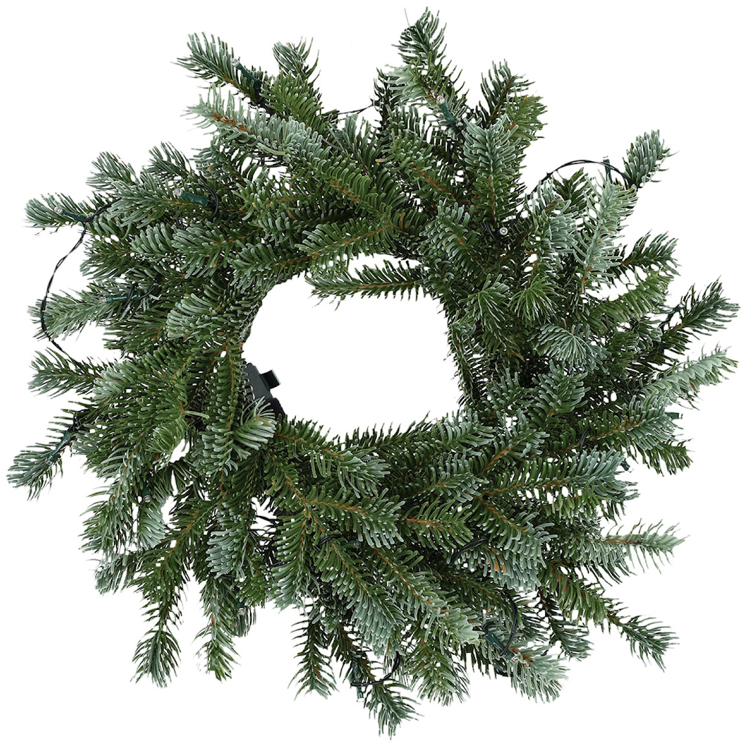 Konstgjord grankrans med LED-belysning, 40 cm i diameter, för stämningsfull juldekoration.